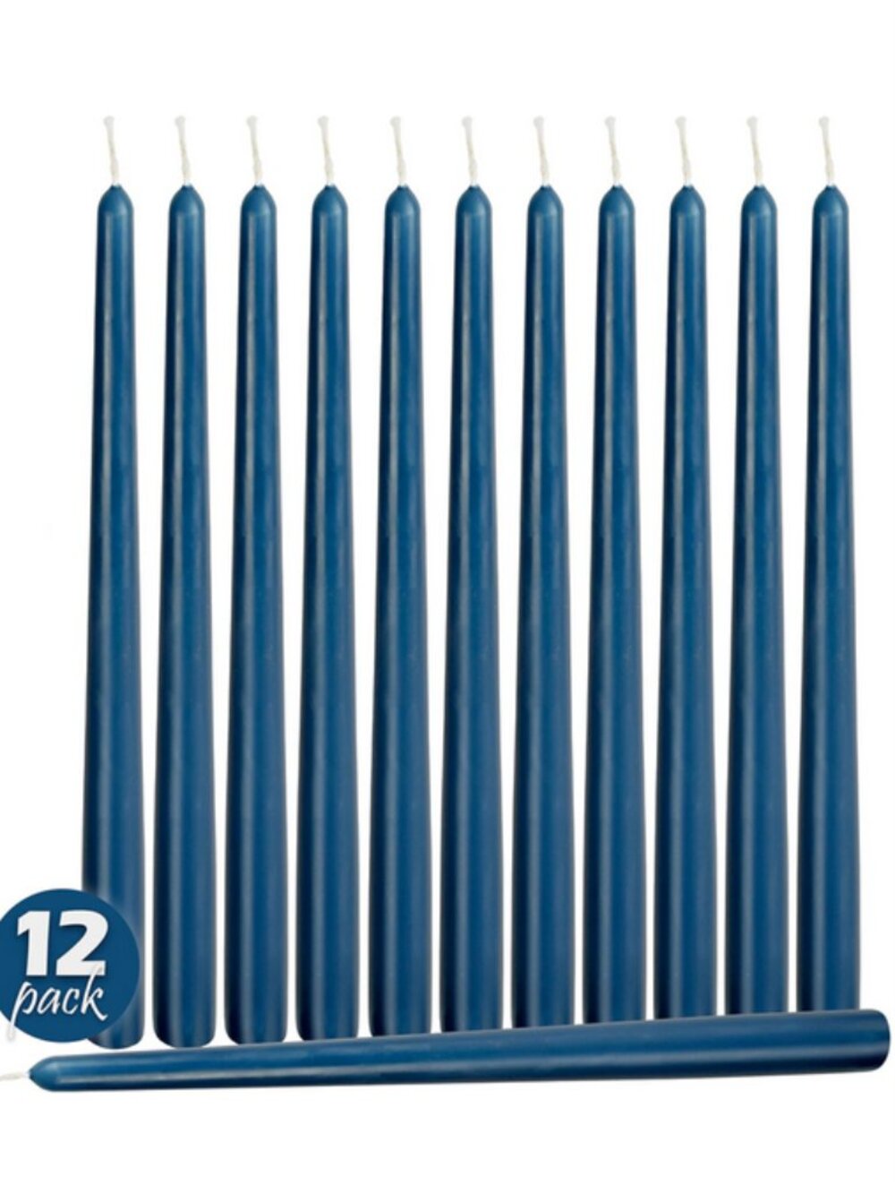 Box of 12 Blue Taper Candles 10"H